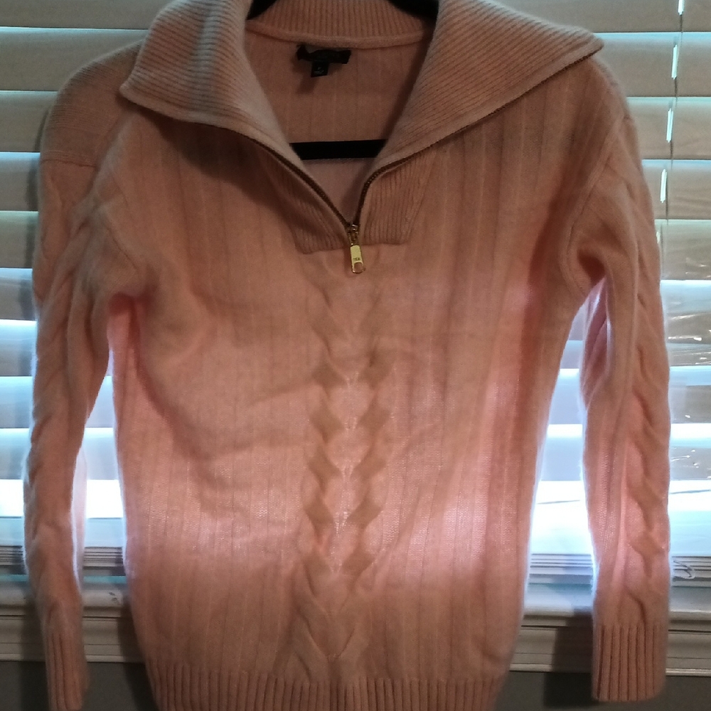 Talbots Pink Sweater with Cable Knit